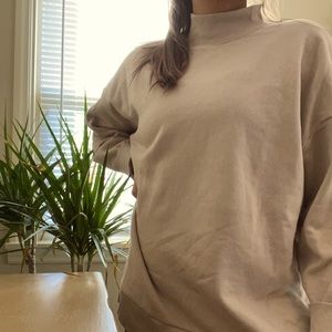 American Eagle oversized tan mock neck pullover